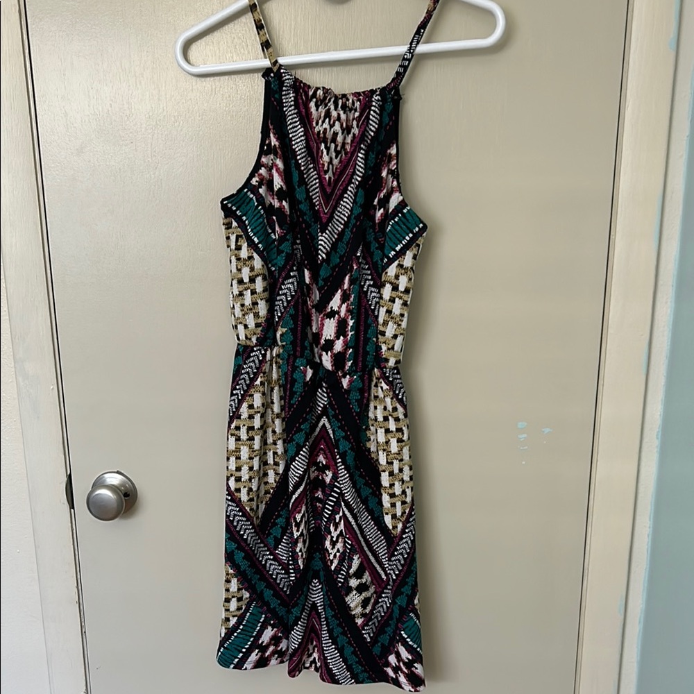 Multicolor Geometric Pattern Dress